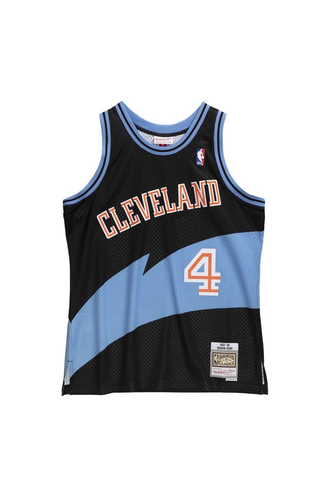 Regata-Mitchell---Ness-Swingman-Jersey-Cleveland-Cavaliers-1997-98-Shawn-Kemp-Preta Regata-Mitchell---Ness-Swingman-Jersey-Cleveland-Cavaliers-1997-98-Shawn-Kemp-Preta