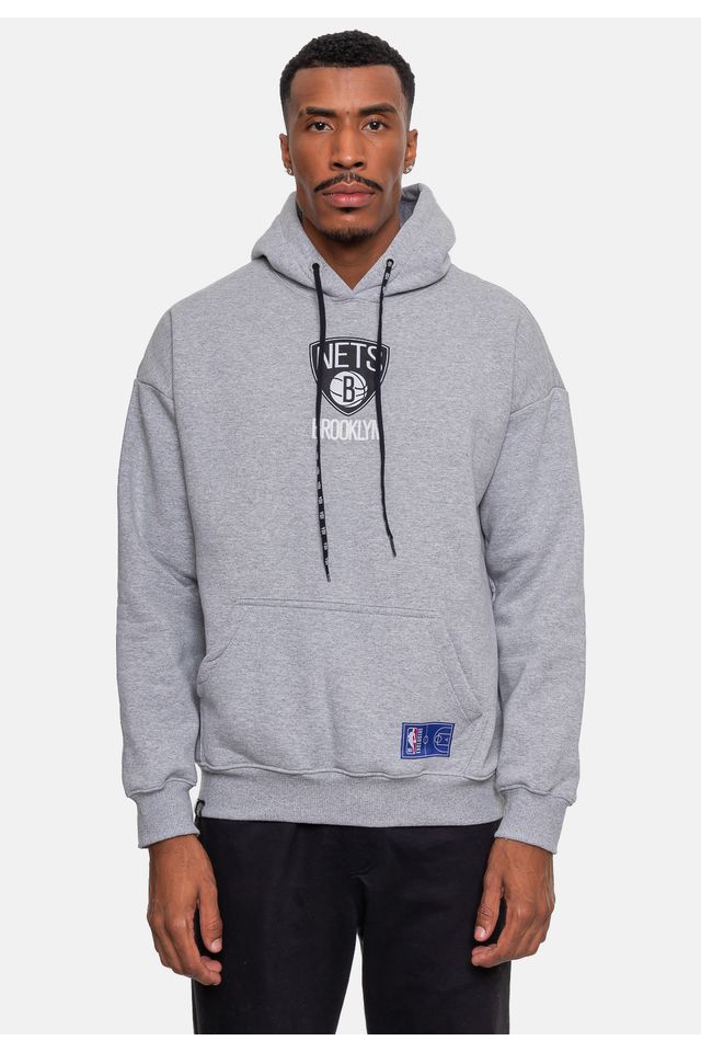 Moletom-NBA-Masculino-Conference-Brooklyn-Nets-Cinza-Mescla