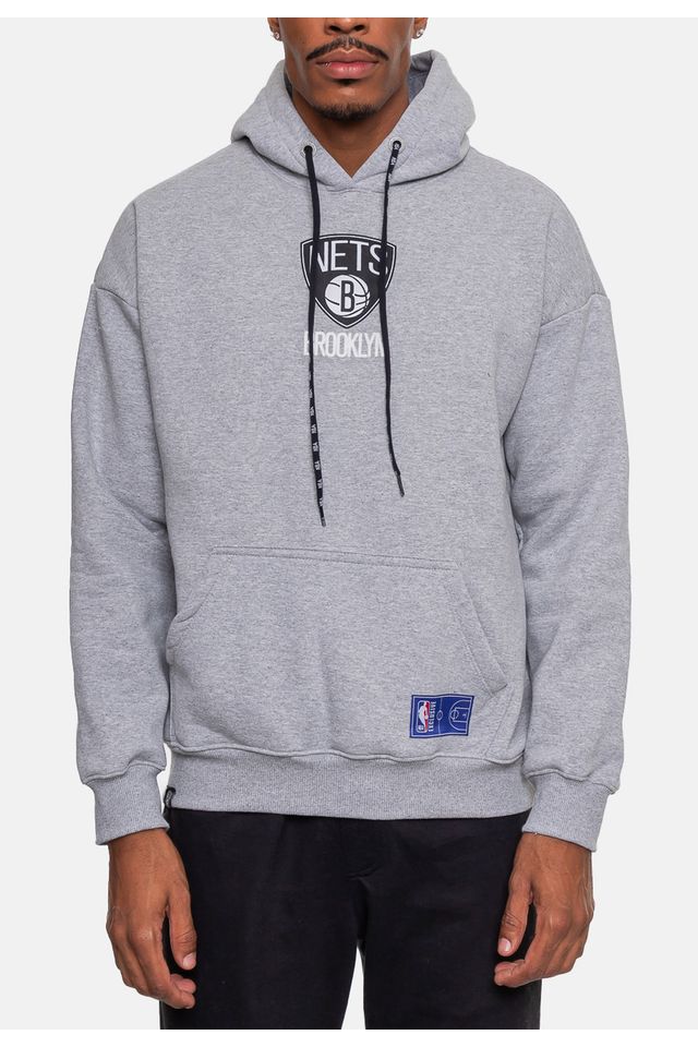 Moletom-NBA-Masculino-Conference-Brooklyn-Nets-Cinza-Mescla