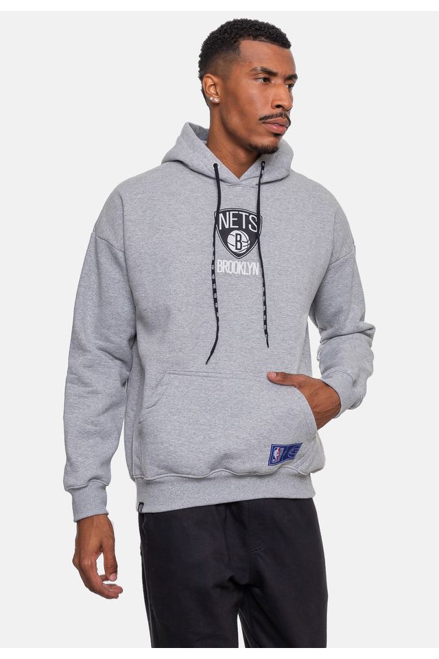 Moletom-NBA-Masculino-Conference-Brooklyn-Nets-Cinza-Mescla