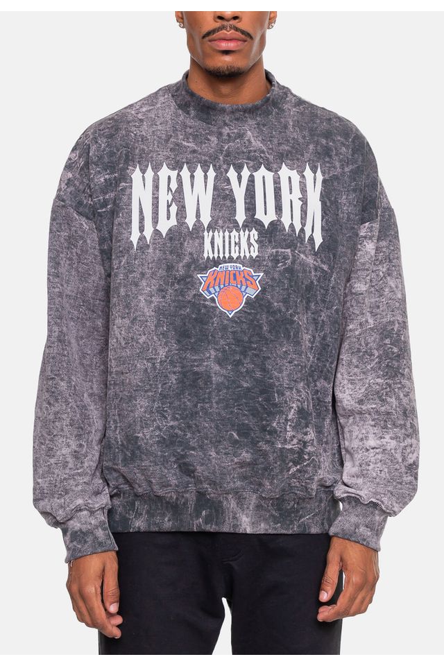 Moletom-NBA-Oversized-Gothic-Team-New-York-Knicks-Preto