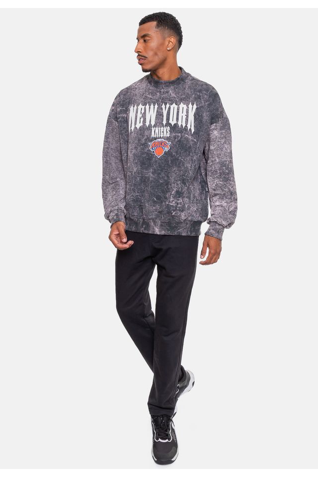 Moletom-NBA-Oversized-Gothic-Team-New-York-Knicks-Preto