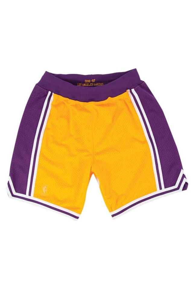 Shorts-Mitchell---Ness-Swingman-Jersey-Authentic-Los-Angeles-Lakers-Home-1996-1997-Amarelo
