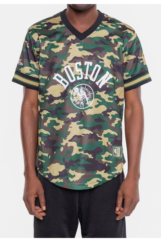 Camiseta-Mitchell---Ness-Manga-Curta-Swingman-Camuflada-Boston-Celtics-Verde