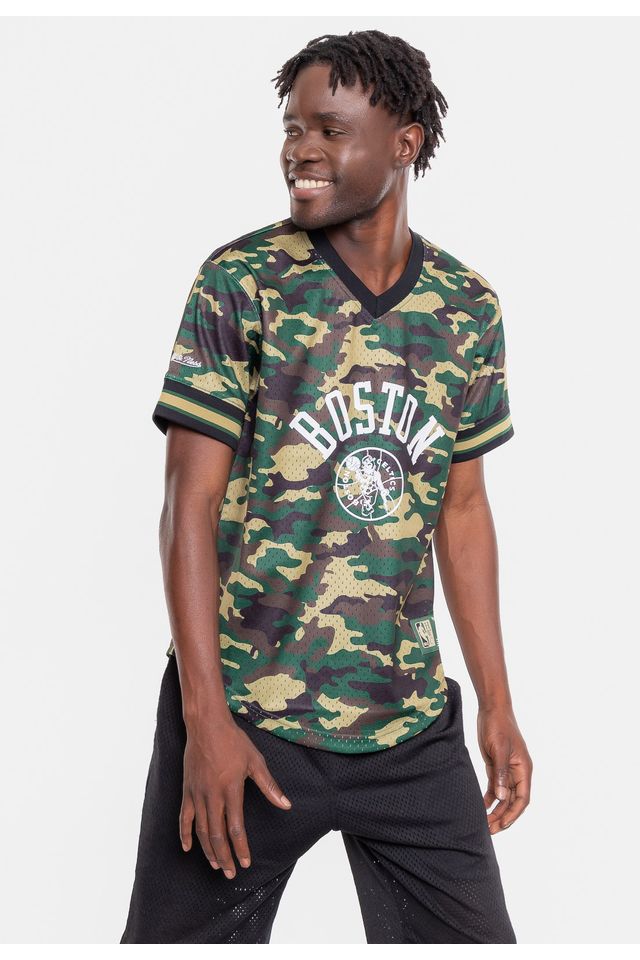 Camiseta-Mitchell---Ness-Manga-Curta-Swingman-Camuflada-Boston-Celtics-Verde