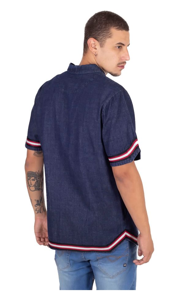 Camisa-Mitchell---Ness-Manga-Curta-Branded-Azul-Marinho