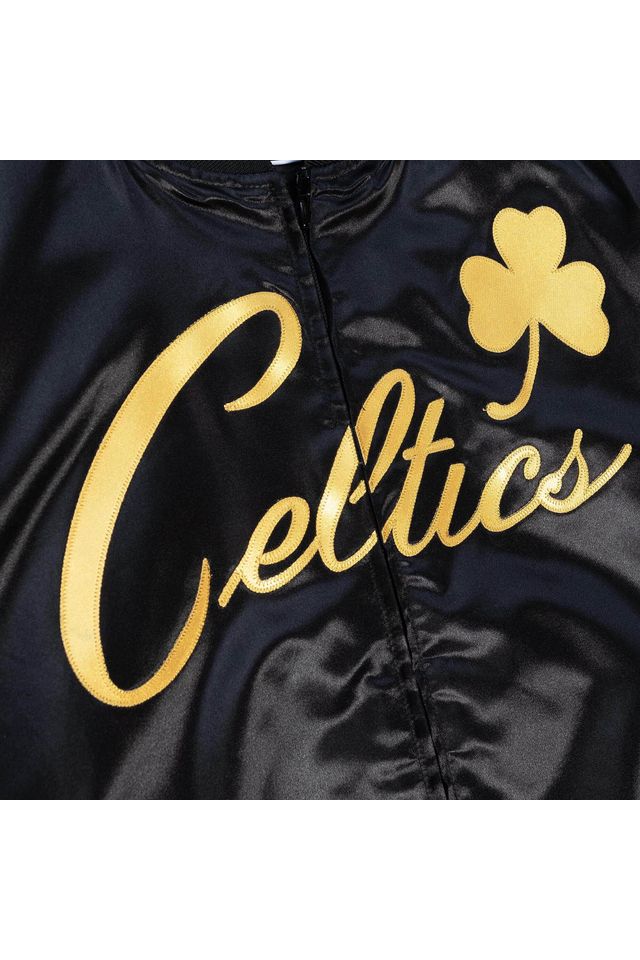 Jaqueta-Mitchell---Ness-NBA-Big-Face-4-0-Satin-Jacket-Boston-Celtics-Preta