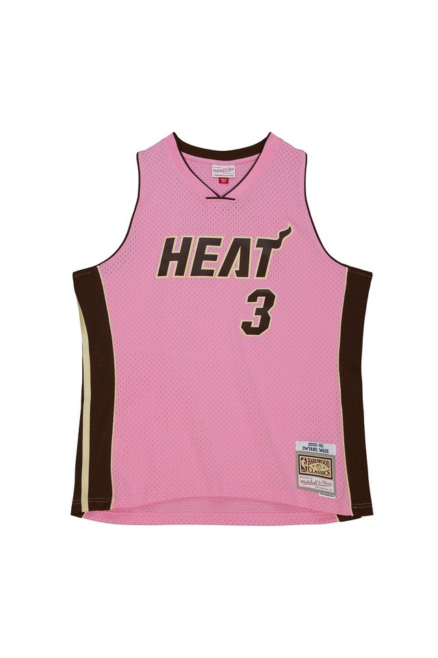 Regata-Mitchell---Ness-Pink-Sugar-Bacon-Swingman-Jersey-Miami-Heat-2005-06-Dwyane-Wade-Rosa