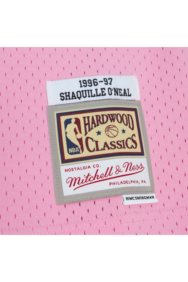 Regata-Mitchell---Ness-Pink-Sugar-Bacon-Swingman-Jersey-Los-Angeles-Lakers-1996-97-Shaquille-O-Neal-Rosa