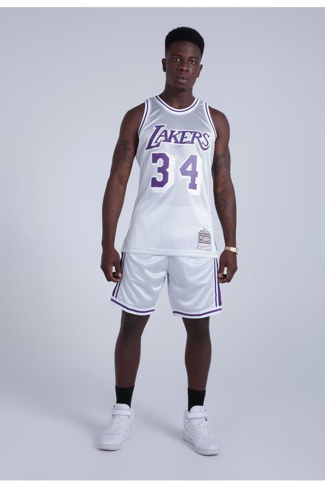 Shorts-Mitchell---Ness-Swingman-Los-Angeles-Lakers-Cinza-Metalico