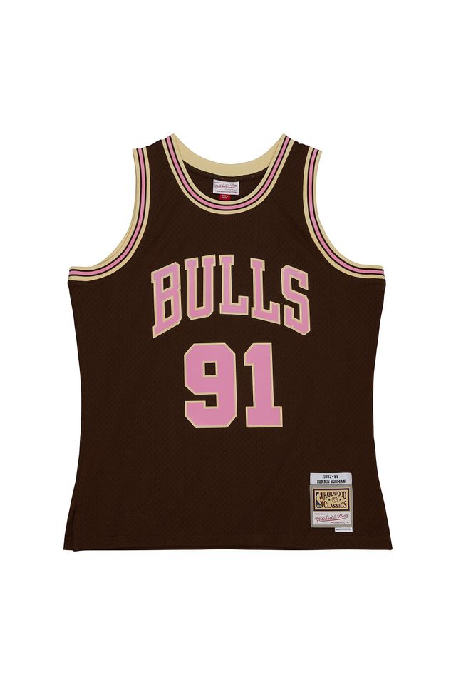 Regata-Mitchell---Ness-Brown-Sugar-Bacon-Swingman-Jersey-Chicago-Bulls-1997-98-Dennis-Rodman-Marrom