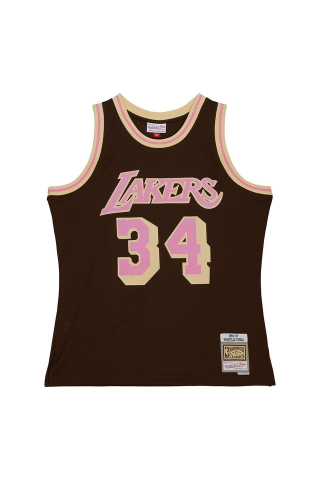 Regata-Mitchell---Ness-Brown-Sugar-Bacon-Swingman-Jersey-Los-Angeles-Lakers-1996-97-Shaquille-O-Neal-Marrom