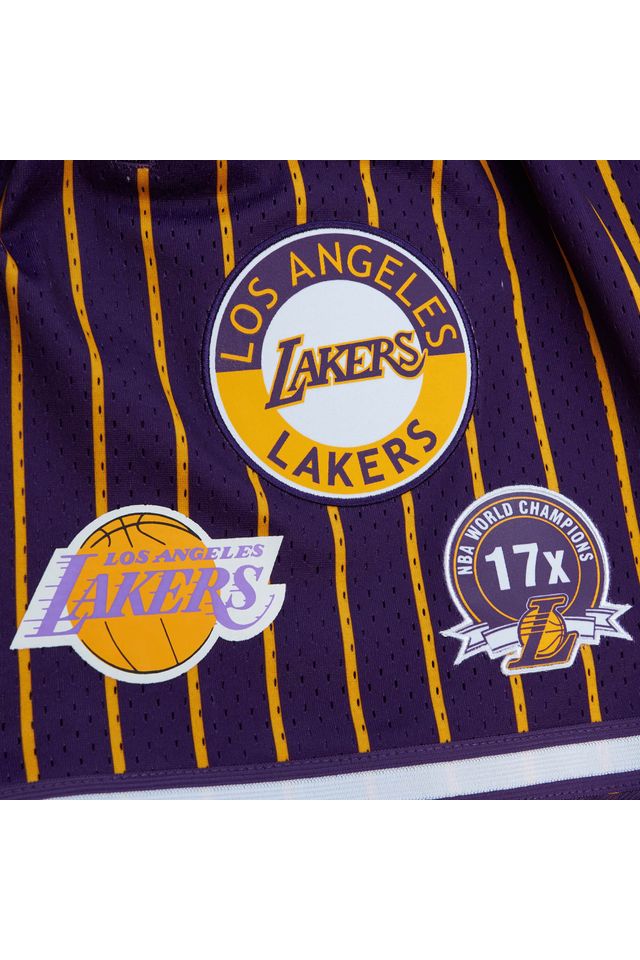 Shorts-Mitchell---Ness-Jersey-City-Collection-Mesh-Los-Angeles-Lakers-Roxo