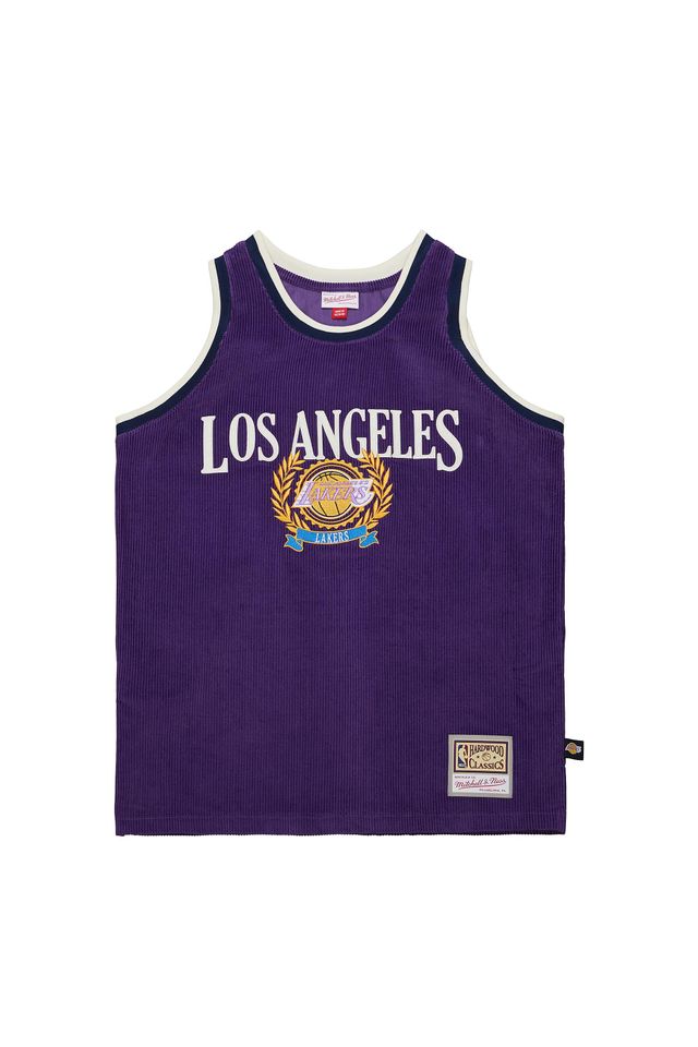 Regata-Mitchell---Ness-Jersey-Collegiate-Fashion-Los-Angeles-Lakers-1996-Shaquille-O-Neal-Roxa