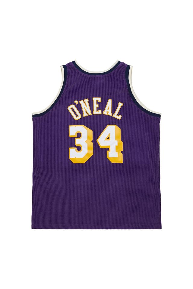 Regata-Mitchell---Ness-Jersey-Collegiate-Fashion-Los-Angeles-Lakers-1996-Shaquille-O-Neal-Roxa