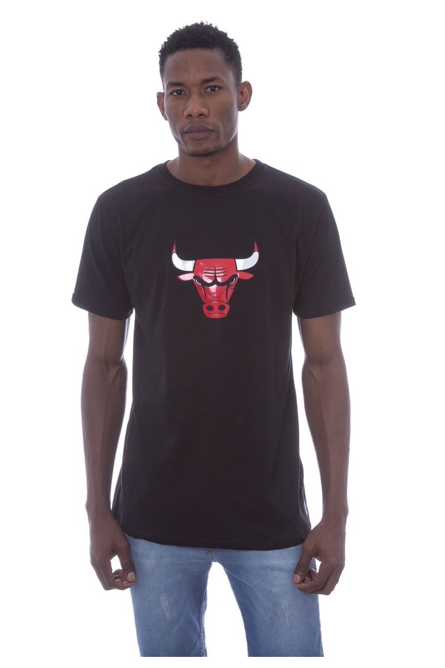 Camiseta-NBA-Estampada-Vinil-Chicago-Bulls-Casual-Preta