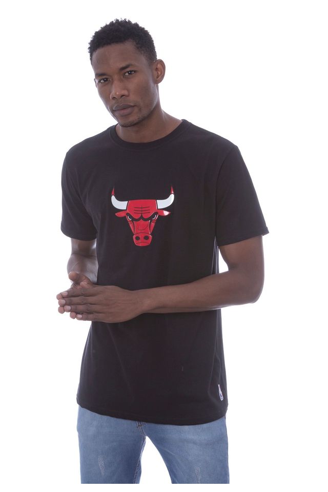 Camiseta-NBA-Estampada-Vinil-Chicago-Bulls-Casual-Preta