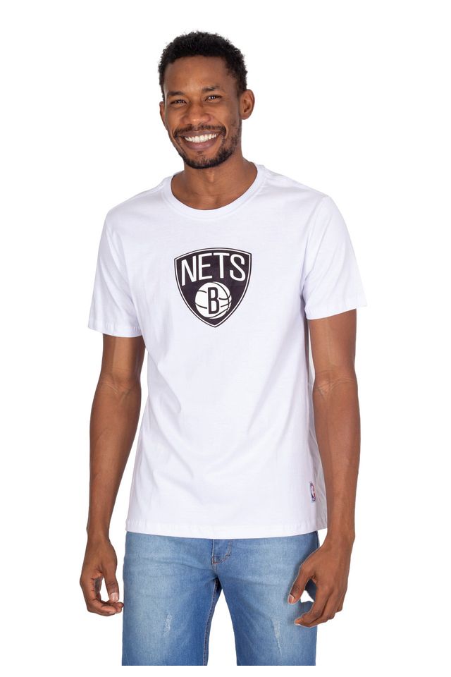 Camiseta-NBA-Estampada-Vinil-Brooklyn-Nets-Casual-Branca