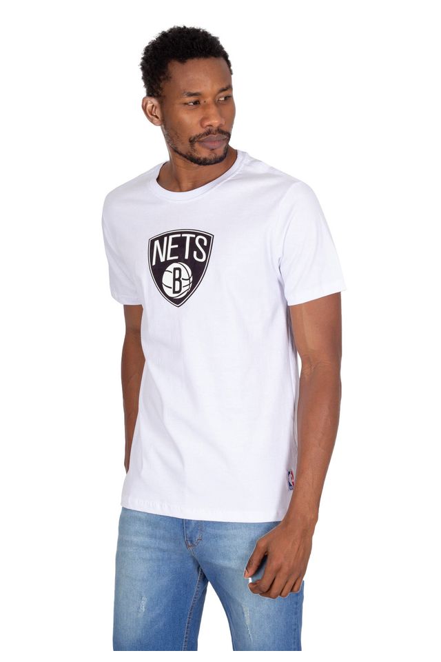 Camiseta-NBA-Estampada-Vinil-Brooklyn-Nets-Casual-Branca