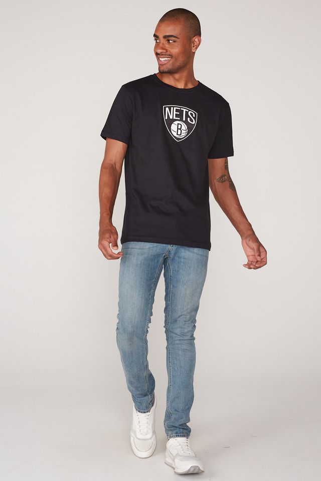 Camiseta-NBA-Estampada-Brooklyn-Nets-Casual-Preta