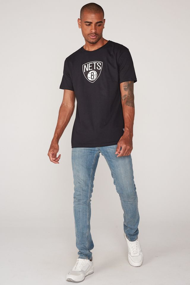 Camiseta-NBA-Estampada-Brooklyn-Nets-Casual-Preta