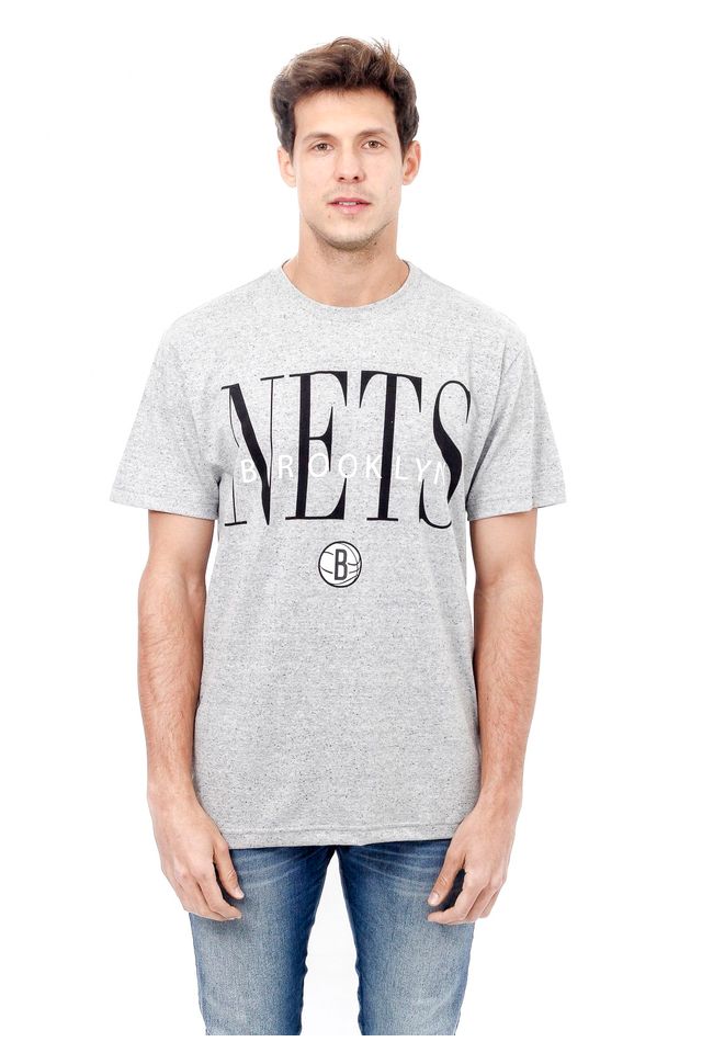 Camiseta-NBA-Estampada-Brooklyn-Nets-Casual-Cinza