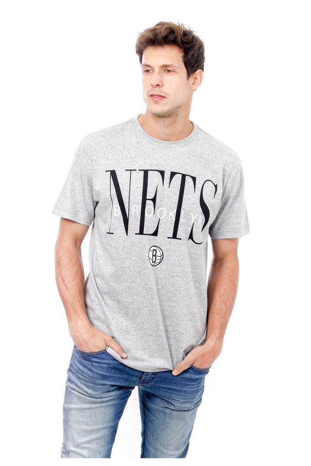 Camiseta-NBA-Estampada-Brooklyn-Nets-Casual-Cinza