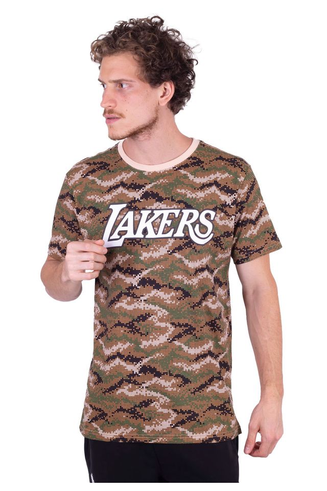 Camiseta-NBA-Especial-Estampada-Los-Angeles-Lakers-Casual-Marrom