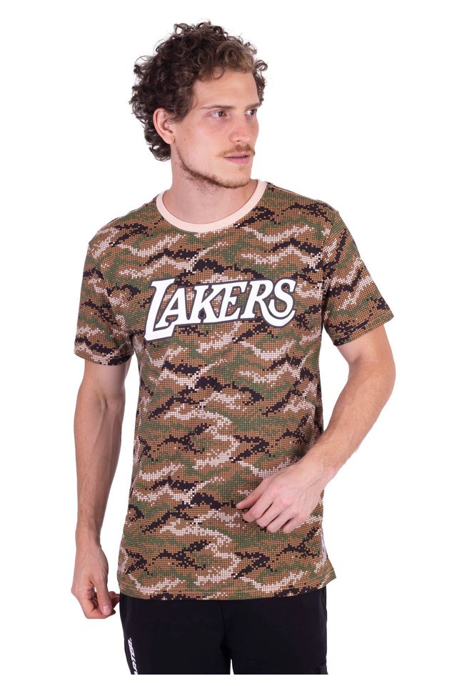 Camiseta-NBA-Especial-Estampada-Los-Angeles-Lakers-Casual-Marrom