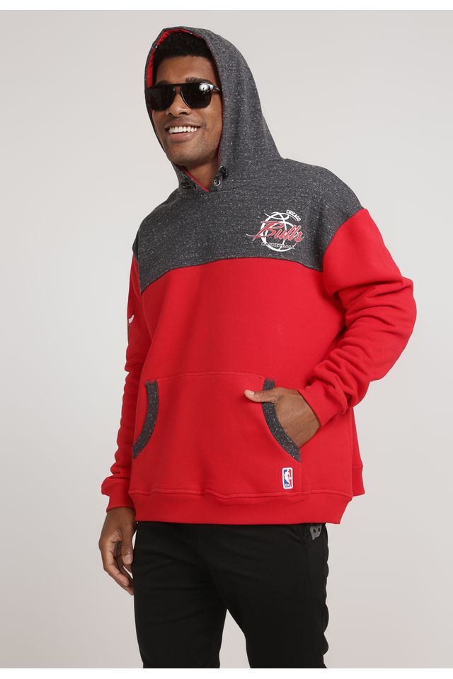 Moletom-NBA-Plus-Size-Fechado-Com-Capuz-Chicago-Bulls-Vermelho