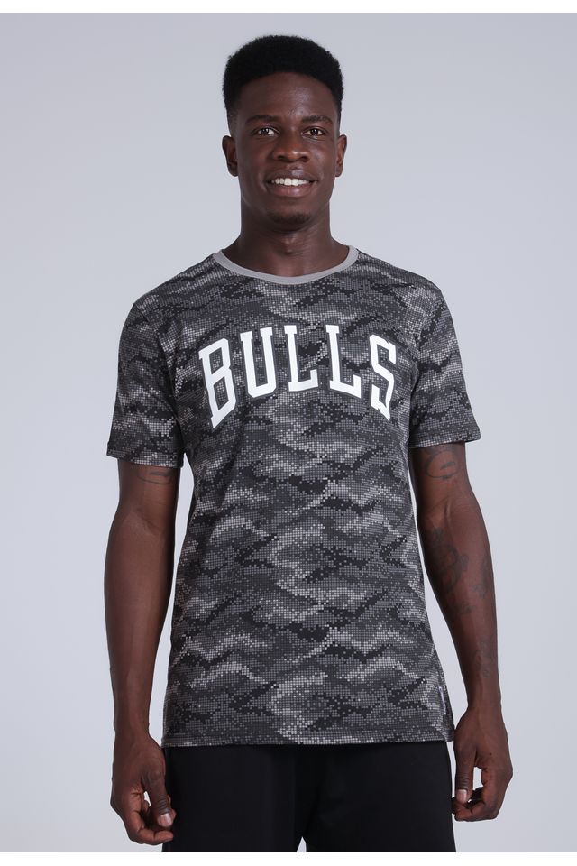 Camiseta-NBA-Estampada-Chicago-Bulls-Casual-Cinza