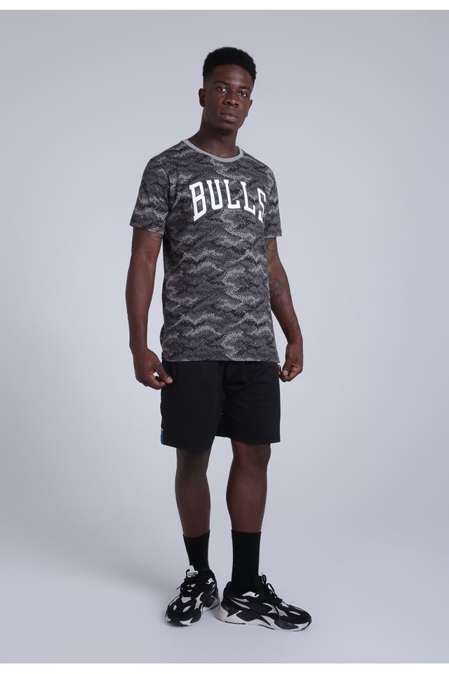 Camiseta-NBA-Estampada-Chicago-Bulls-Casual-Cinza