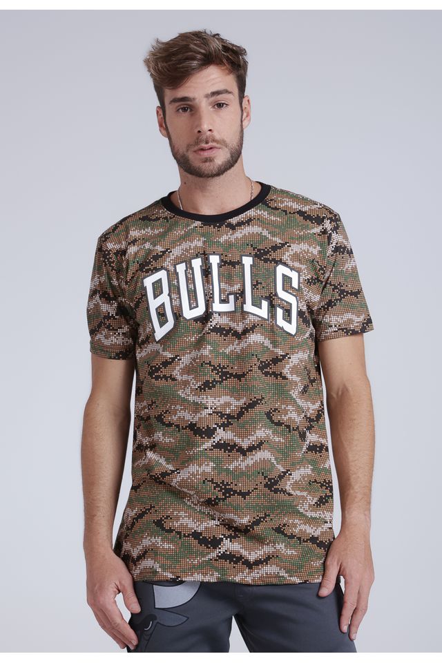 Camiseta-NBA-Estampada-Chicago-Bulls-Casual-Marrom