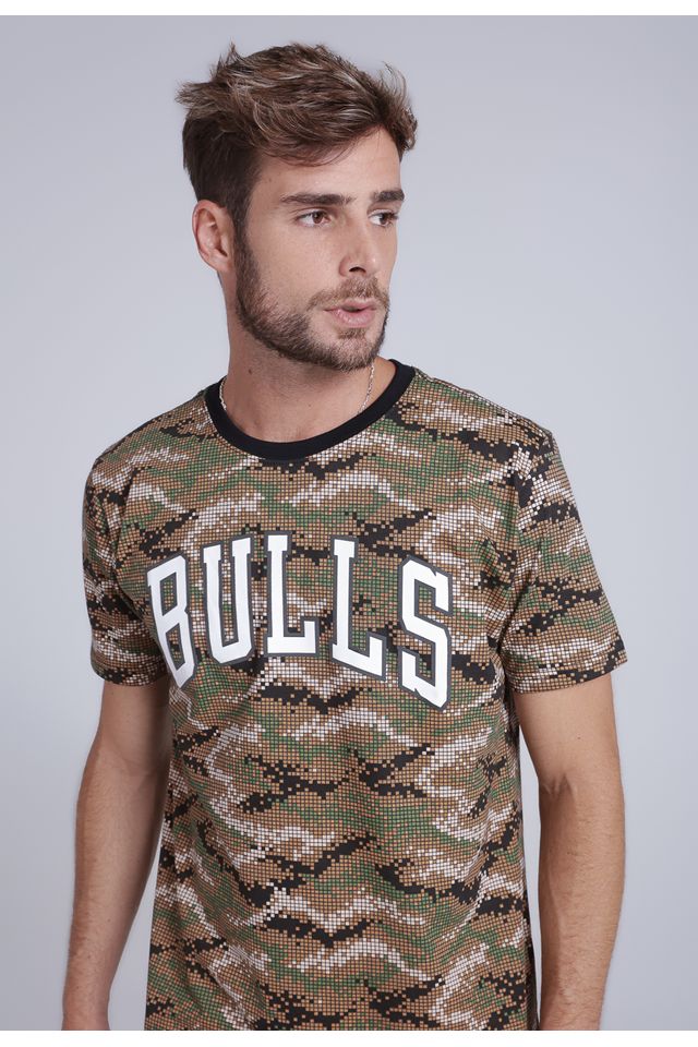 Camiseta-NBA-Estampada-Chicago-Bulls-Casual-Marrom