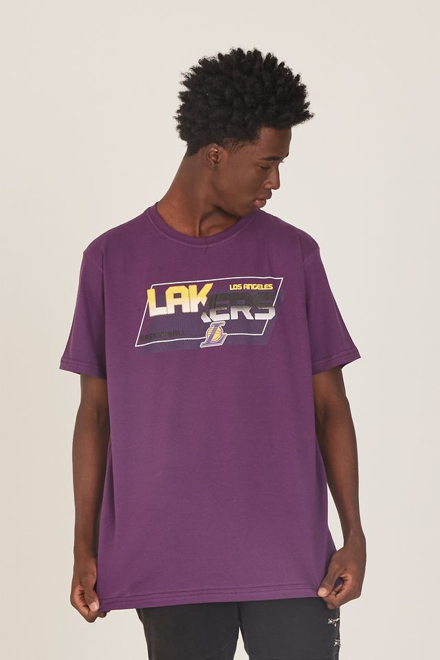 Camiseta-NBA-Estampada-Los-Angeles-Lakers-Casual-Roxa