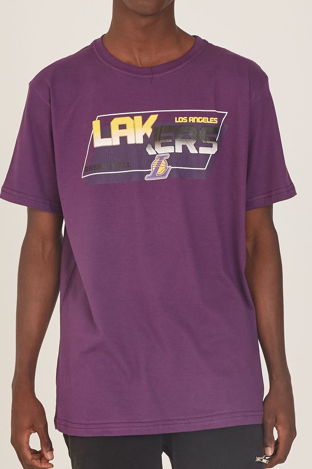 Camiseta-NBA-Estampada-Los-Angeles-Lakers-Casual-Roxa