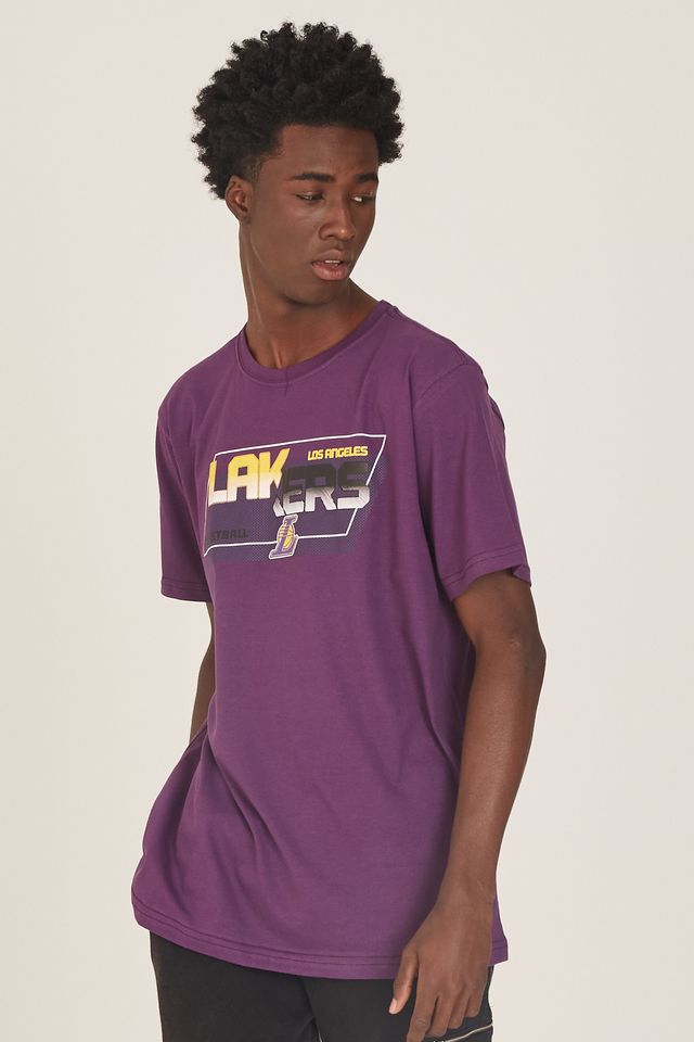 Camiseta-NBA-Estampada-Los-Angeles-Lakers-Casual-Roxa