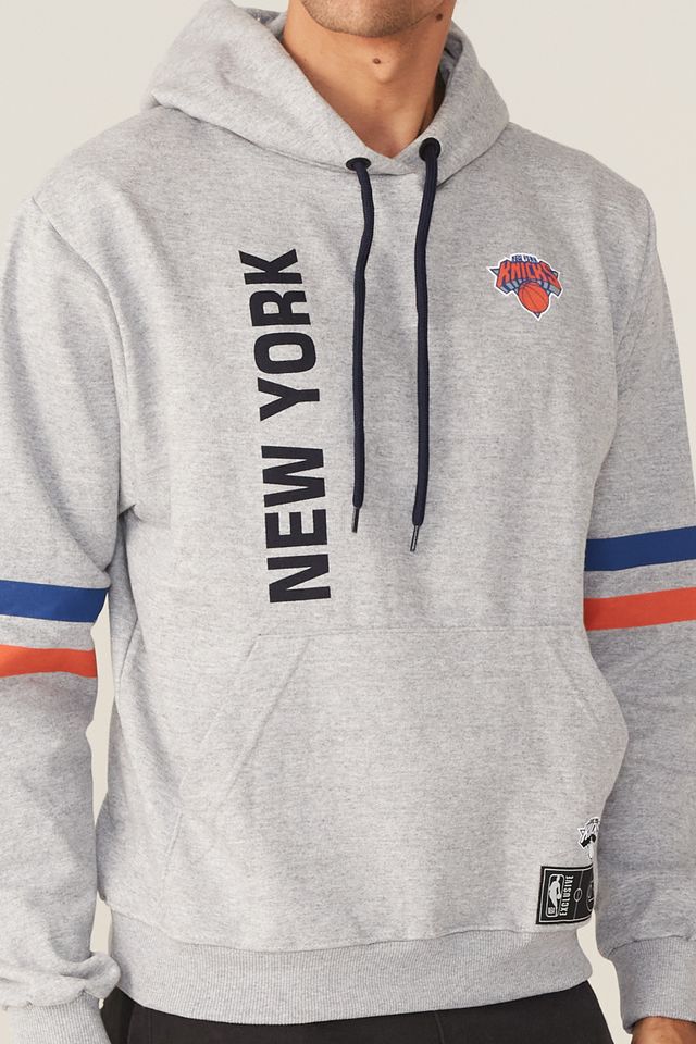 Moletom-NBA-Fechado-Com-Capuz-New-York-Knicks-Cinza-Mescla