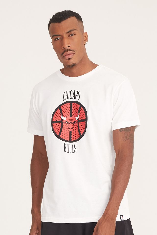 Camiseta-NBA-Estampada-Chicago-Bulls-Casual-Off-White