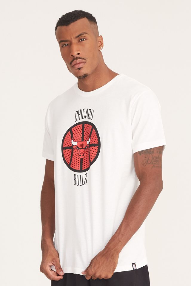 Camiseta-NBA-Estampada-Chicago-Bulls-Casual-Off-White