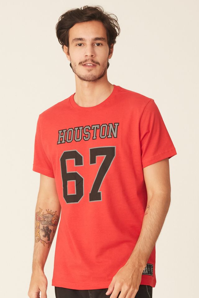 Camiseta-NBA-Estampada-Houston-Rockets-Casual-Vermelha