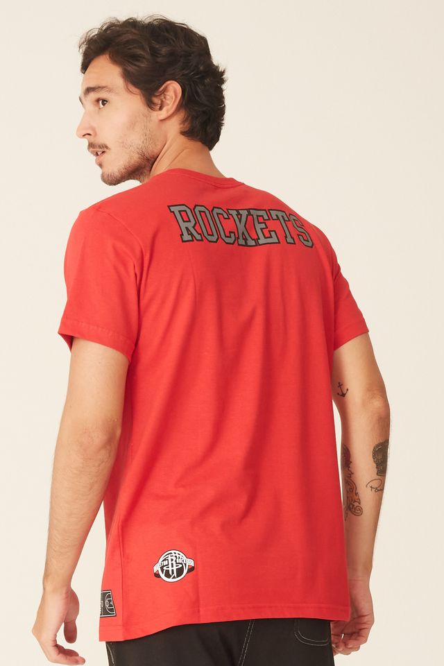 Camiseta-NBA-Estampada-Houston-Rockets-Casual-Vermelha