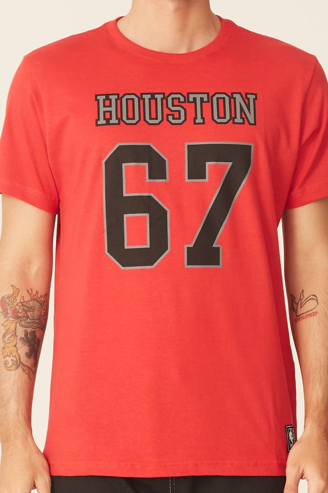 Camiseta-NBA-Estampada-Houston-Rockets-Casual-Vermelha