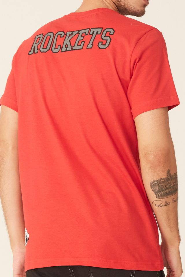 Camiseta-NBA-Estampada-Houston-Rockets-Casual-Vermelha