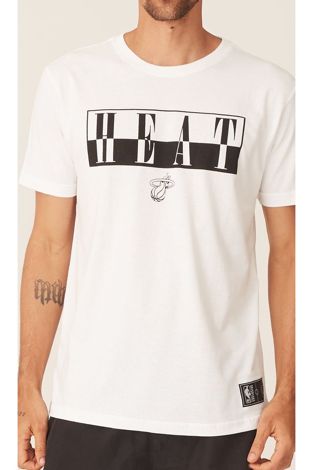 Camiseta-NBA-Estampada-Miami-Heat-Casual-Off-White