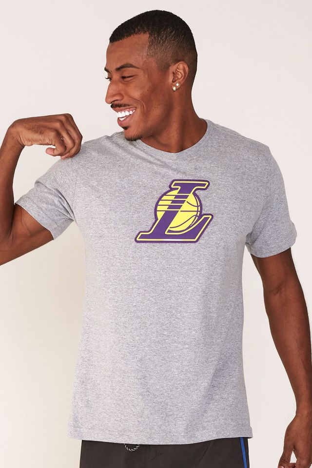 Camiseta-NBA-Especial-Los-Angeles-Lakers-Casual-Cinza