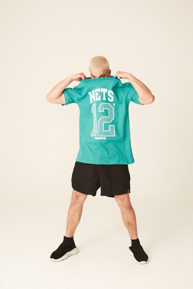 Camiseta-NBA-Estampada-Brooklyn-Nets-Casual-Verde-Mescla