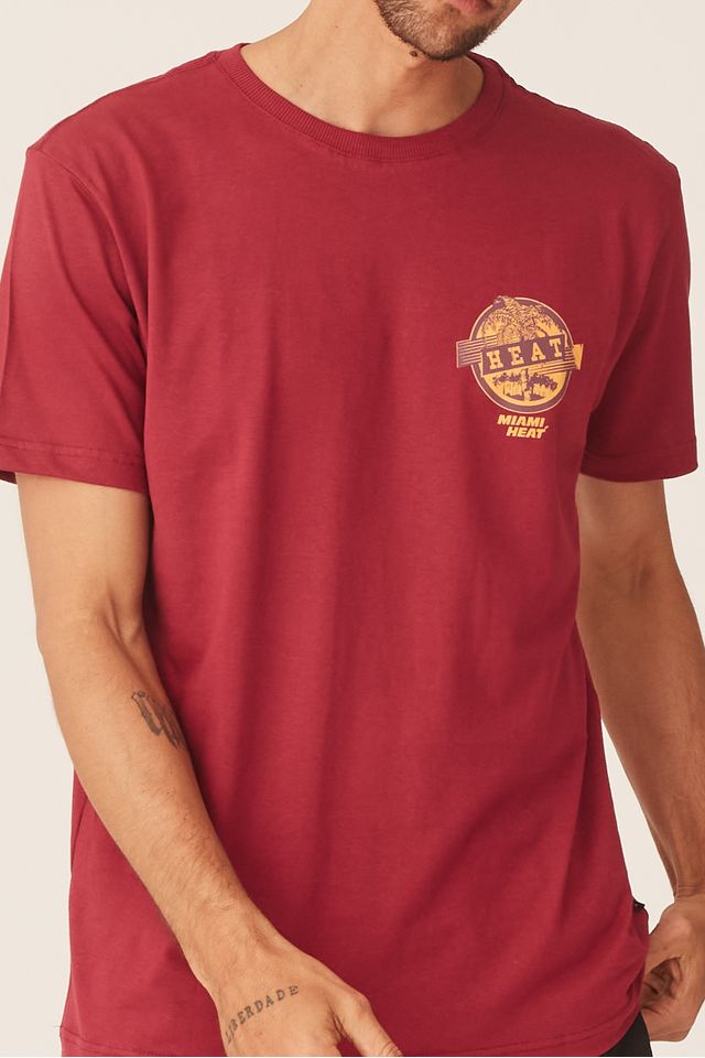 Camiseta-NBA-Estampada-Miami-Heat-Casual-Vinho