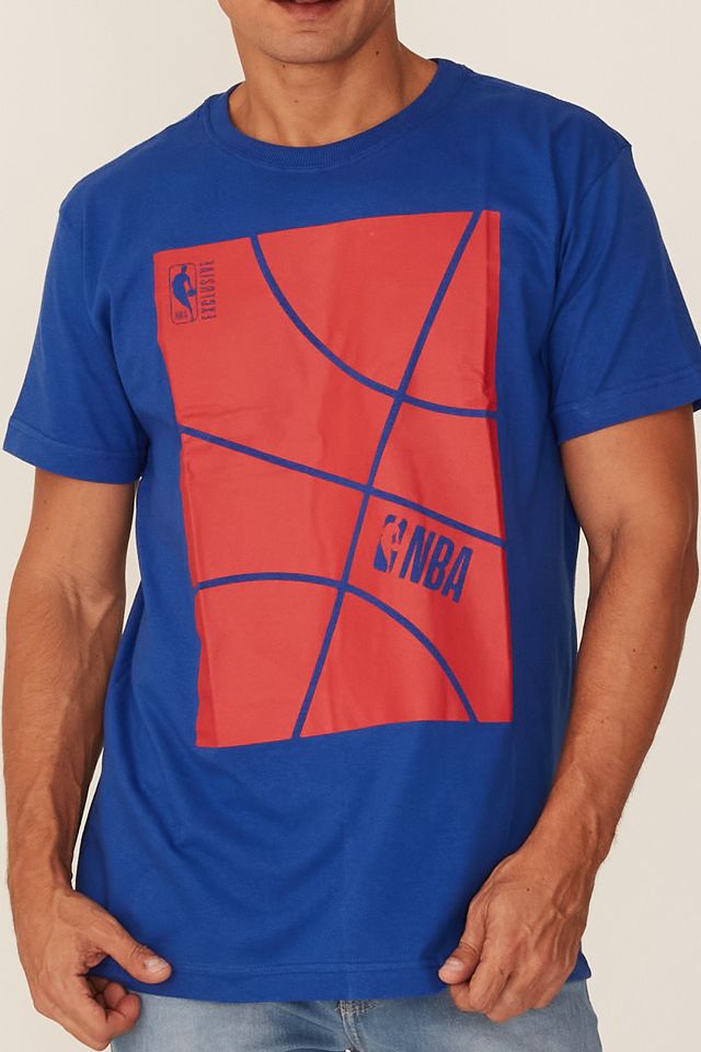 Camiseta-NBA-Estampada-Casual-Azul-Royal