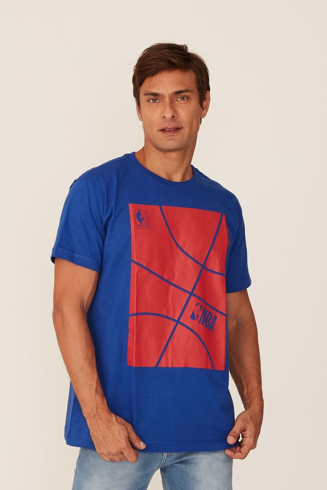 Camiseta-NBA-Estampada-Casual-Azul-Royal